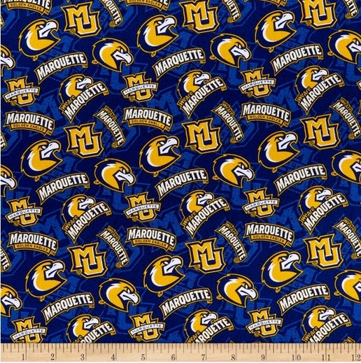Licensed NCAA Marquette University Tone on Tone MARQ-1178 Cotton Fabric by the Yard