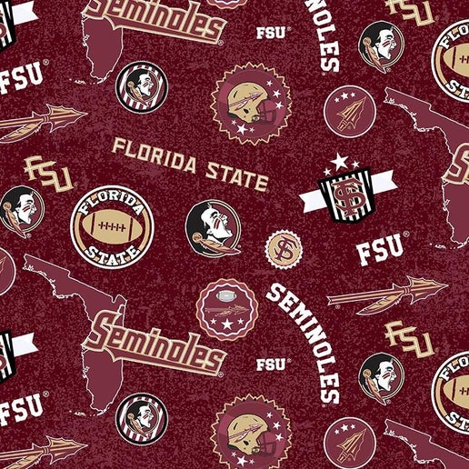Licensed NCAA Florida State University Home State FSU-1208 Cotton Fabric by the Yard