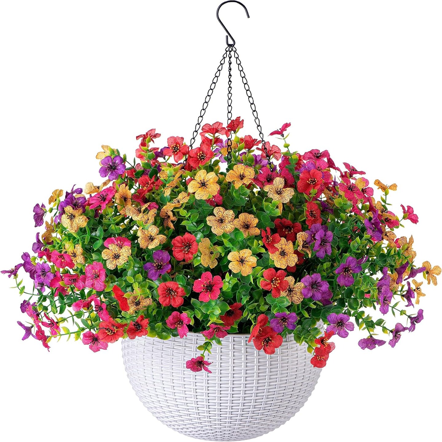 Spring Artificial Hanging Plants Flowers with Basket (Mixed Color)