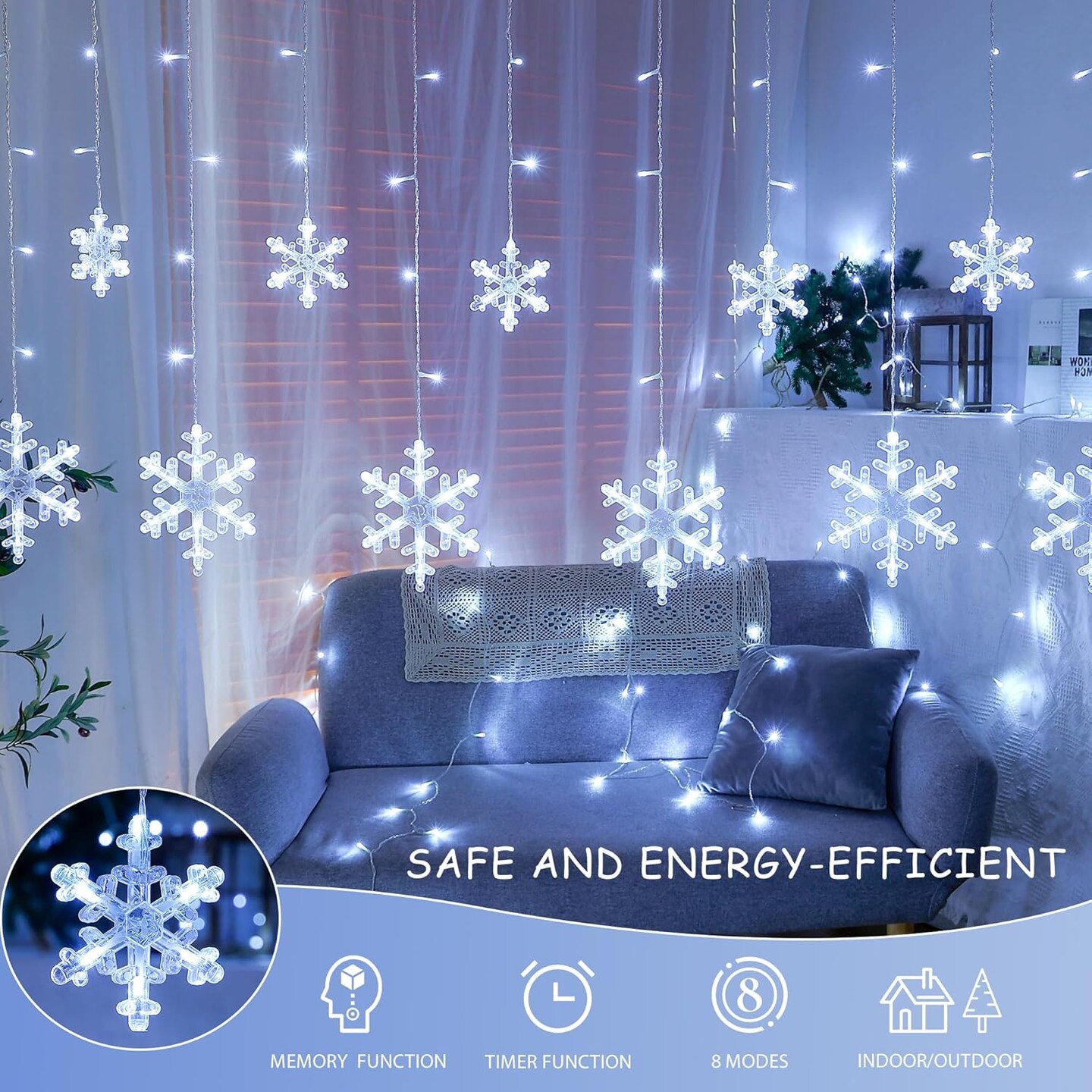 Christmas Snowflake Icicle Lights