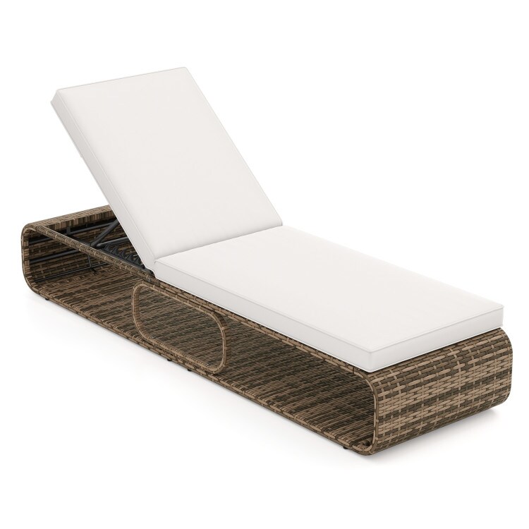 Adjustable PE Rattan Chaise Lounge Chair for Poolside and Backyard