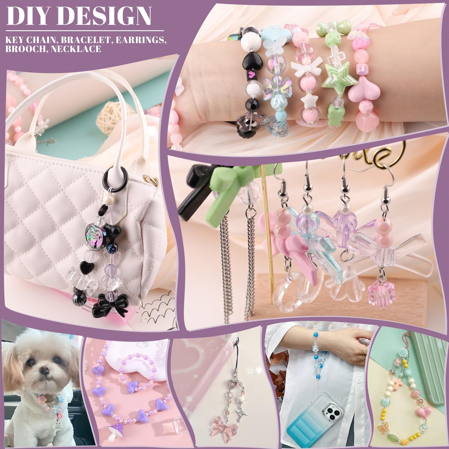 TINKRSTUFF Assorted 170-230PCS Blue Acrylic Beads for Bracelet Making, Flower Bow Butterfly Candy GummyBear Aesthetic Bracelet Charms,Cute Beads for Jewelry Making DIY Necklace Keychain Phone Charm