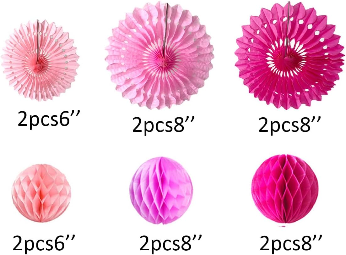 12pcs 6&#x27;&#x27; 8&#x27;&#x27; Honeycomb Balls Tissue Paper Fans Party Honeycomb Ball Fans Wall Decorations Tissue Pom Poms Flower Balls Hanging