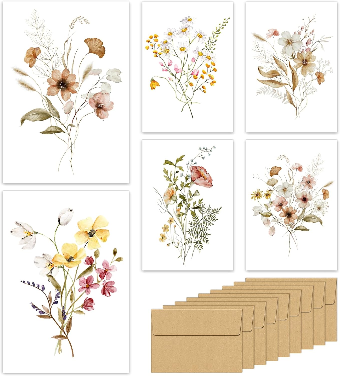Blank Greeting Cards 4x6,30 Pack 6 Assorted