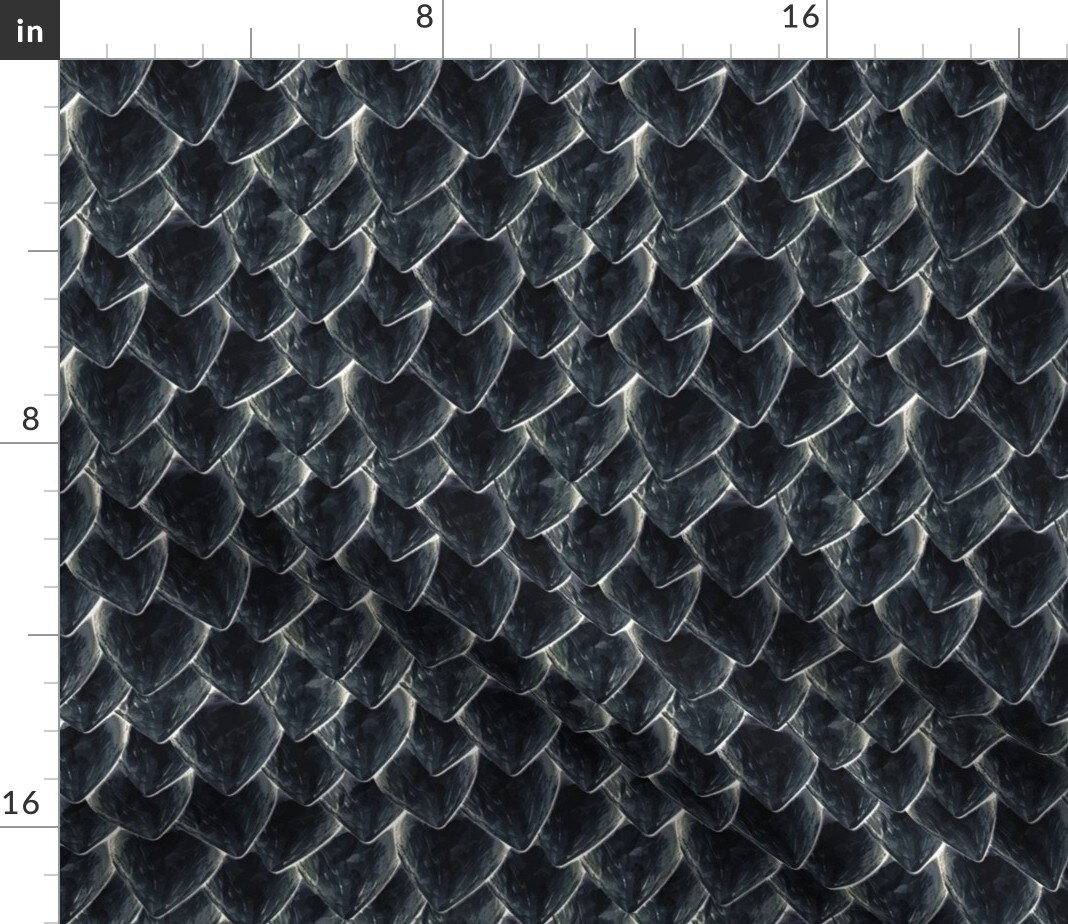 Night Dragon Dark Scales Costume Reptile Medieval Gray Lizard Custom Printed Fabric by Spoonflower Various Fabrics by the Yard or Fat Quarter