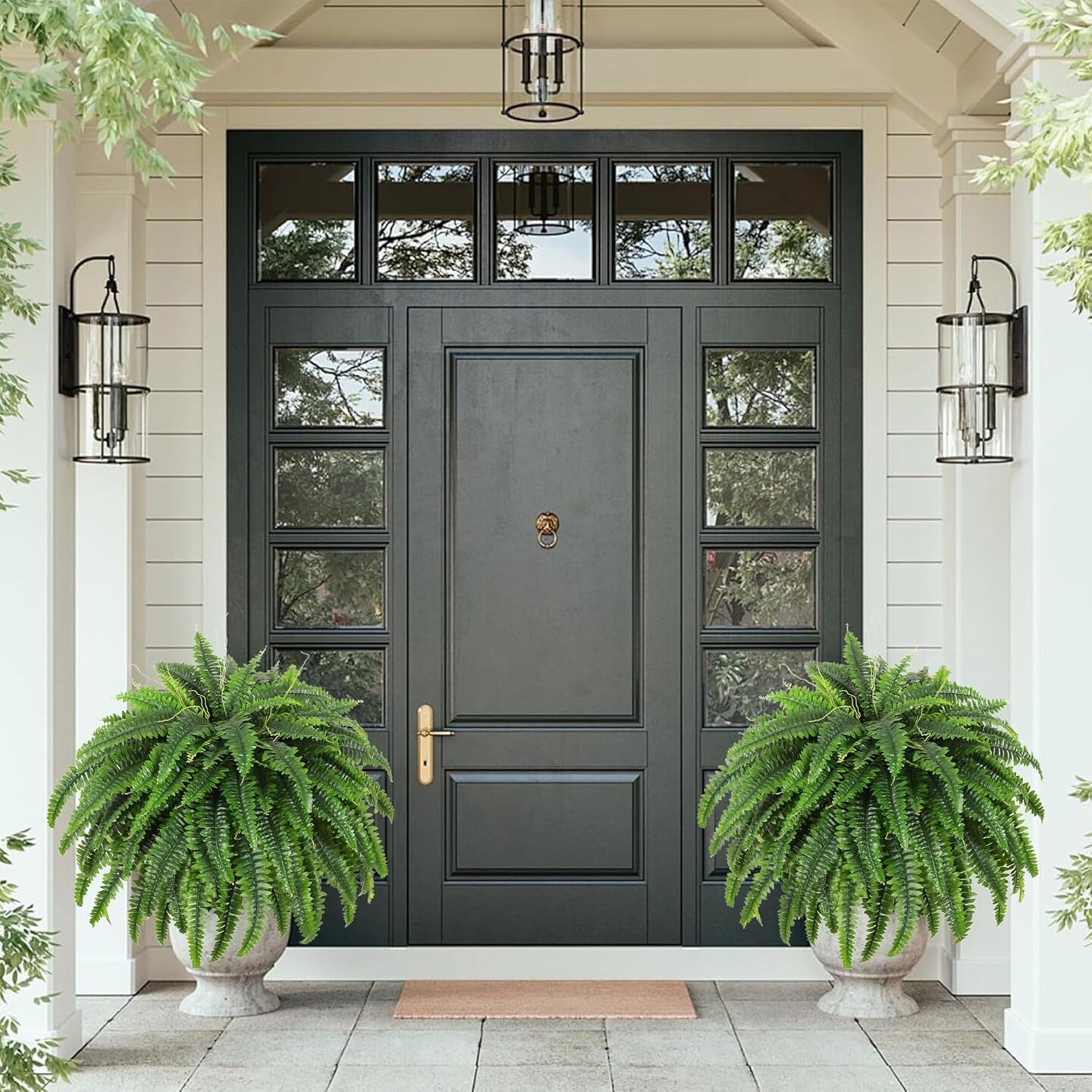 49Inch Large Artificial Ferns for Outdoors (Green) 49"D x 49"W x 26"H