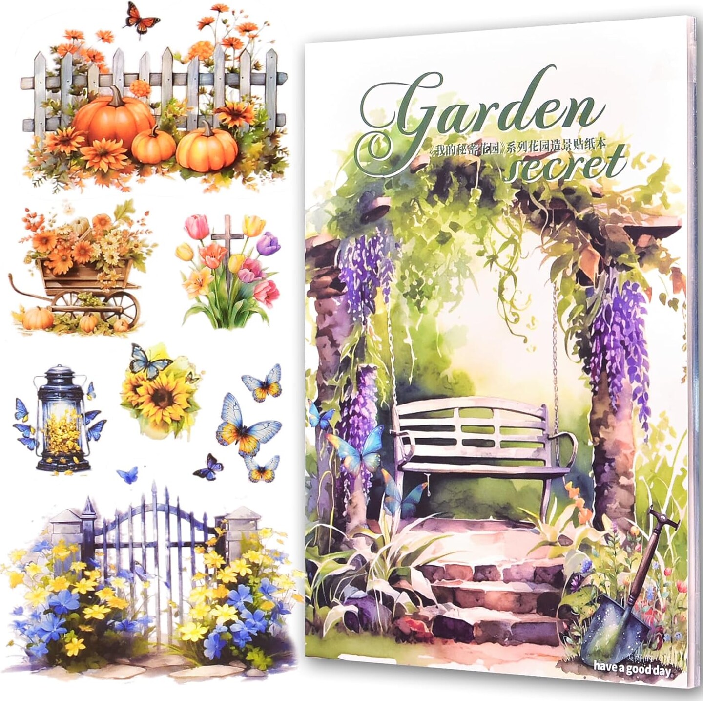 20Page 120pcs Vintage Flower Scrapbook Stickers (Purple) 5.82 x 4.13 x 0.18 inches