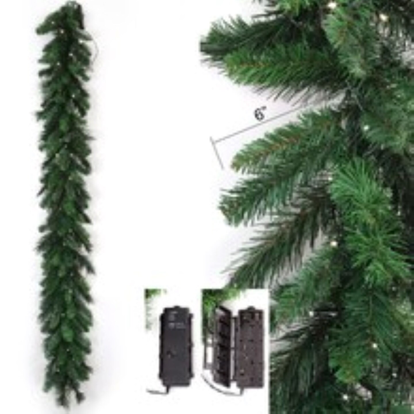 2PC Pre-Lit Christmas Garland 6&#x27; Artificial Pine - 120 Tips, 12&#x22; Wide with 75 Battery-Powered LED Lights