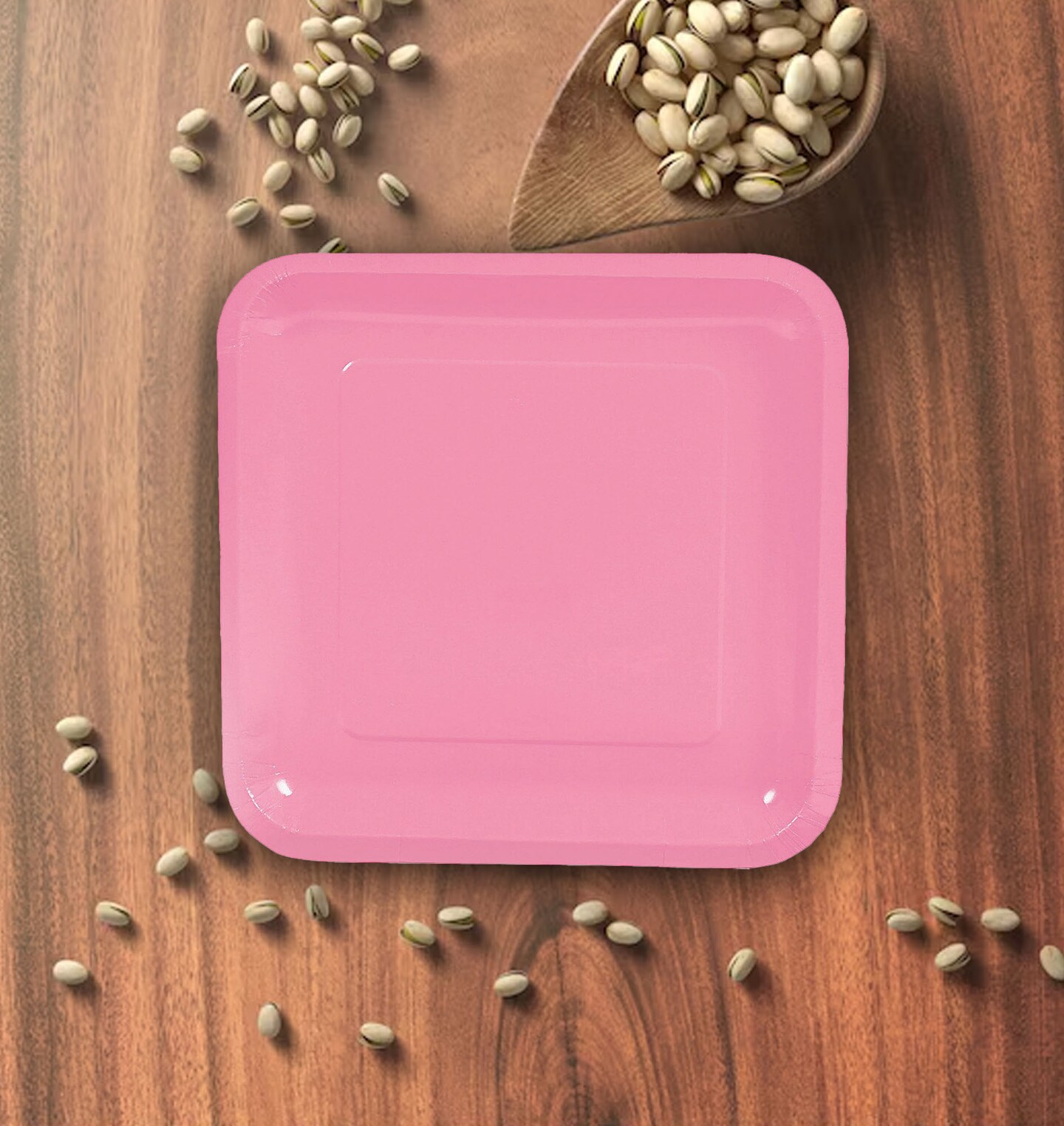 9" Candy Pink Square Paper Dinner Plates 24 Count Disposable Party Plates
