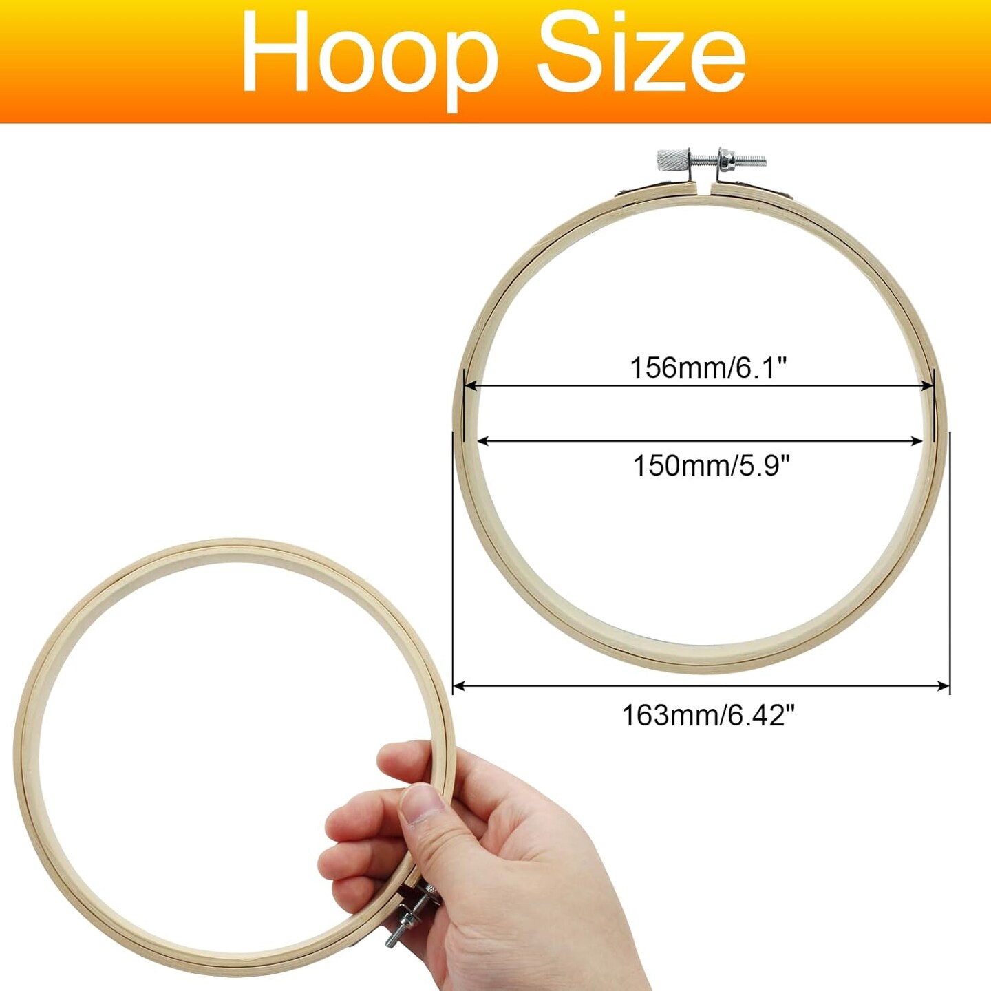 6 Pieces 6 Inch Embroidery Hoops, Round Wood Embroidery Hoops