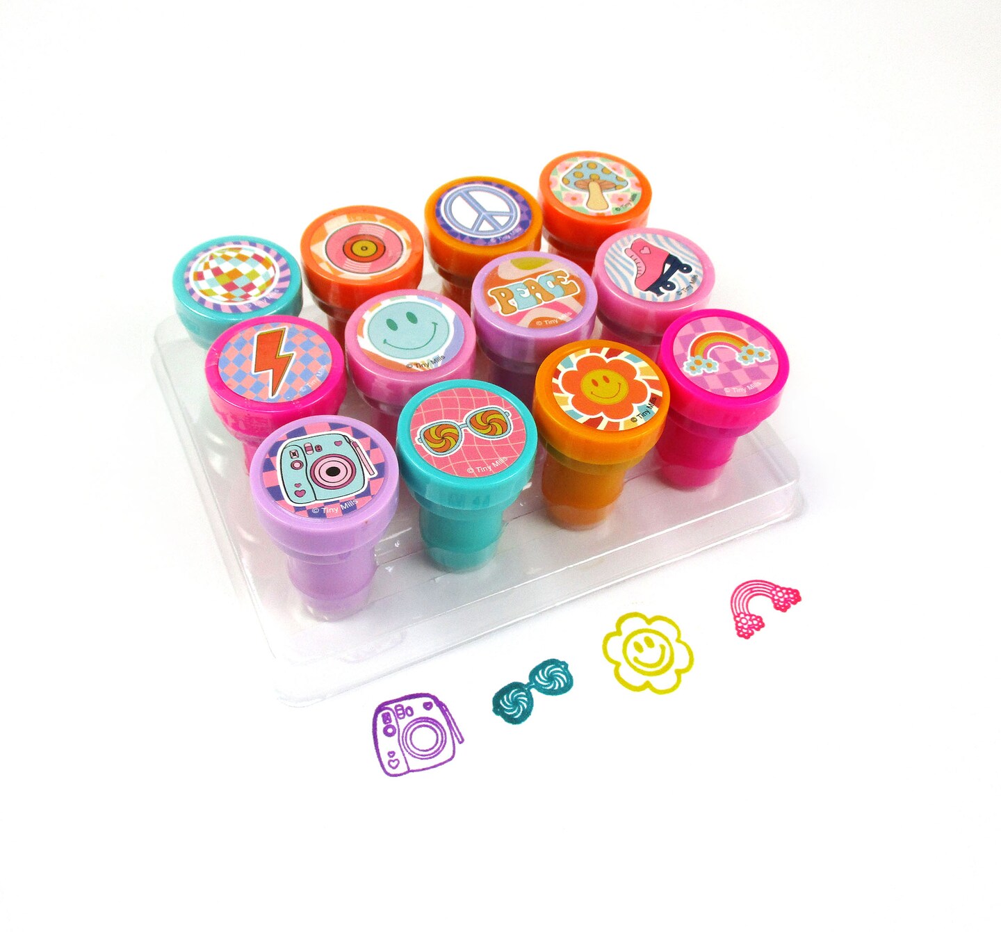 TINYMILLS 12 Pcs Groovy 70&#x27;s Hippie Stamp Kit