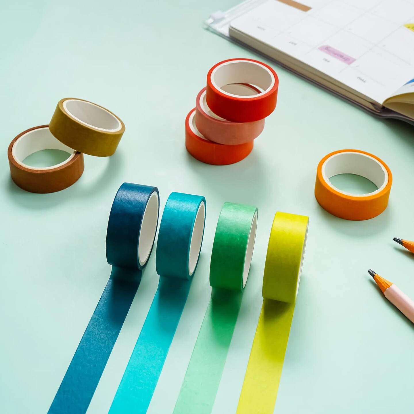 60 Rolls - Rainbow Colored Washi Tape
