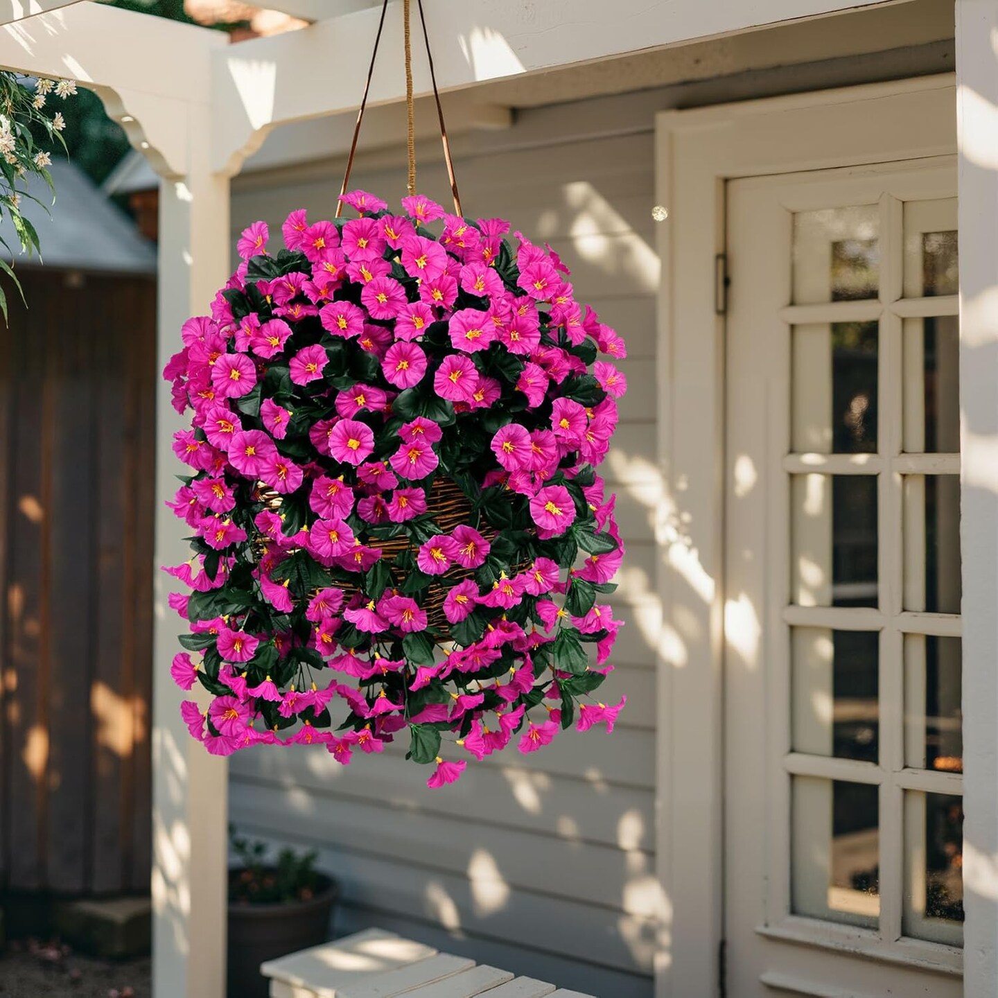 3 Pcs Artificial Hanging Flowers for Outdoors, Fake Silk Hanging Plants