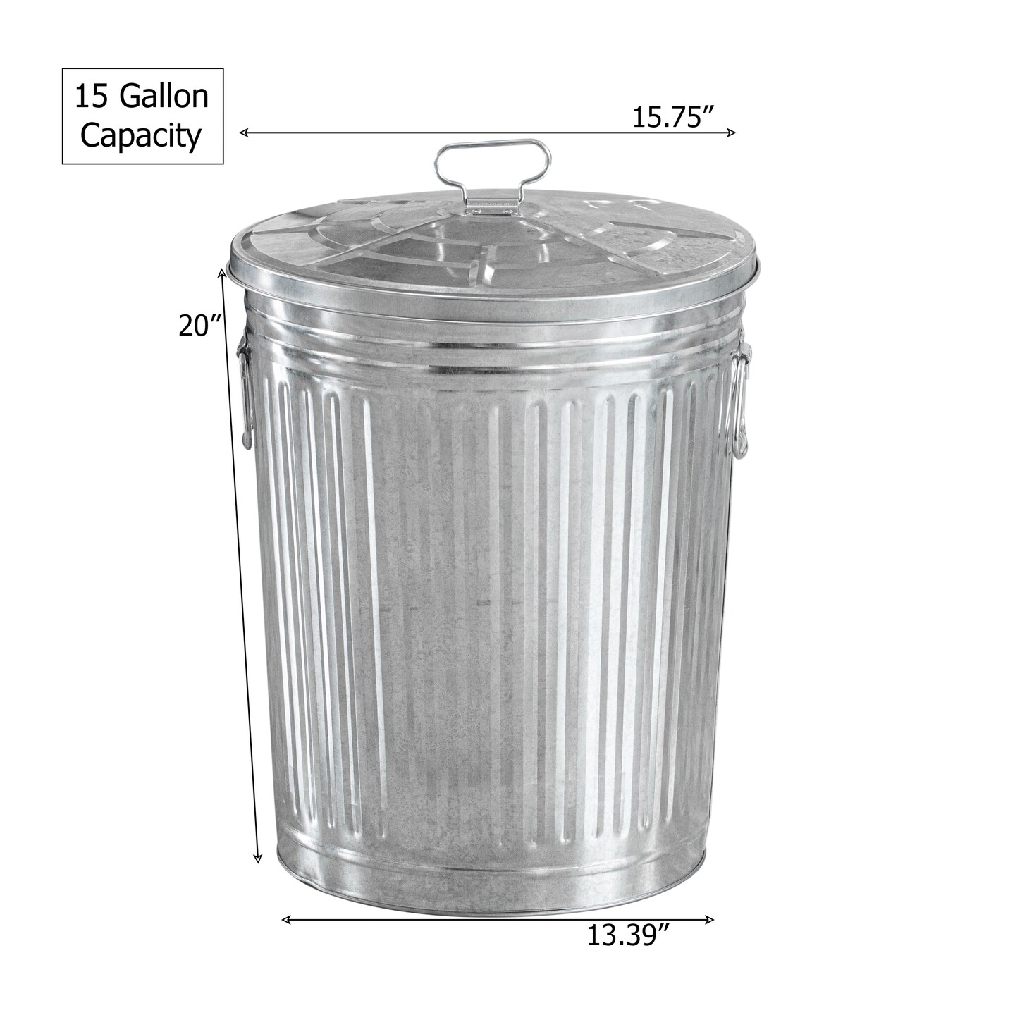Gardenised Round Galvanized Steel, Trash Can with Lid - Durable Metal Bucket for Backyard, Lawn, Garden and Yard Use - Weather-Resistant Garbage Can for Indoor and Outdoor