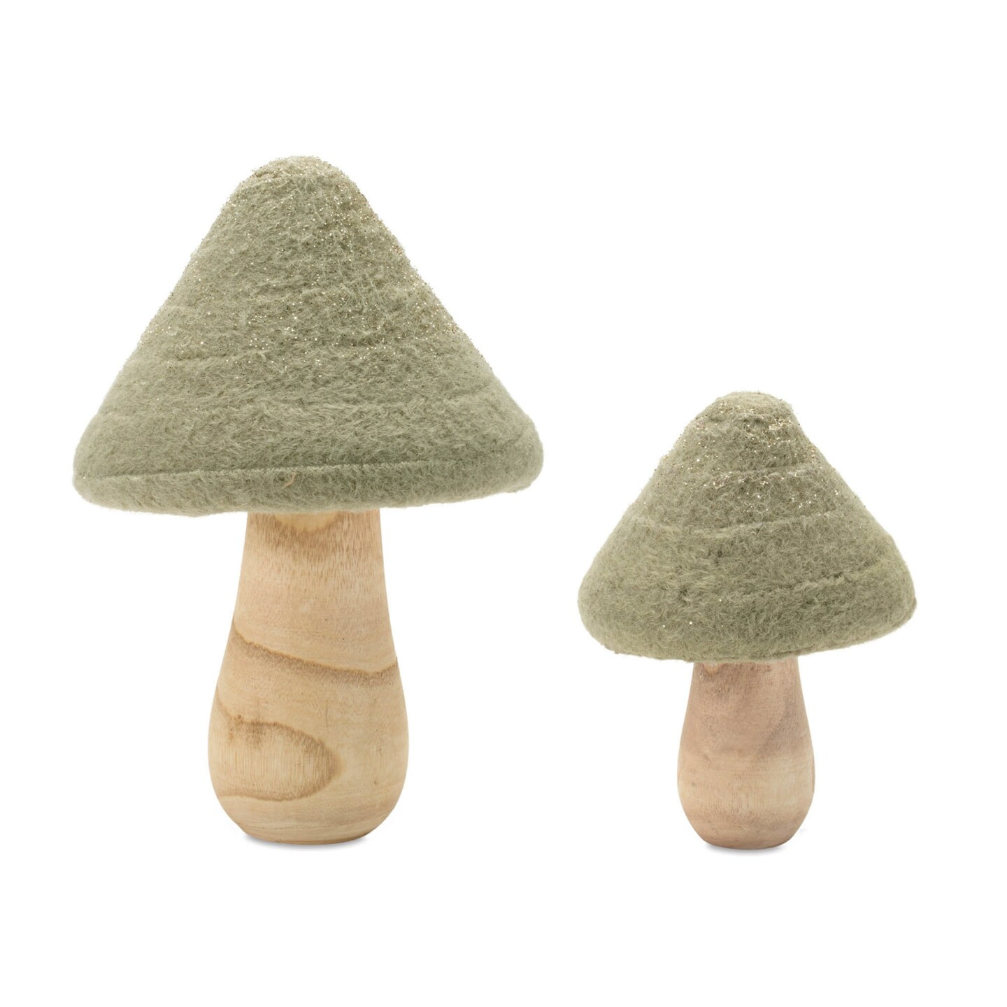 Melrose Glittered Wool Mushroom Christmas Decorations - 7.75&#x22; - Set of 2