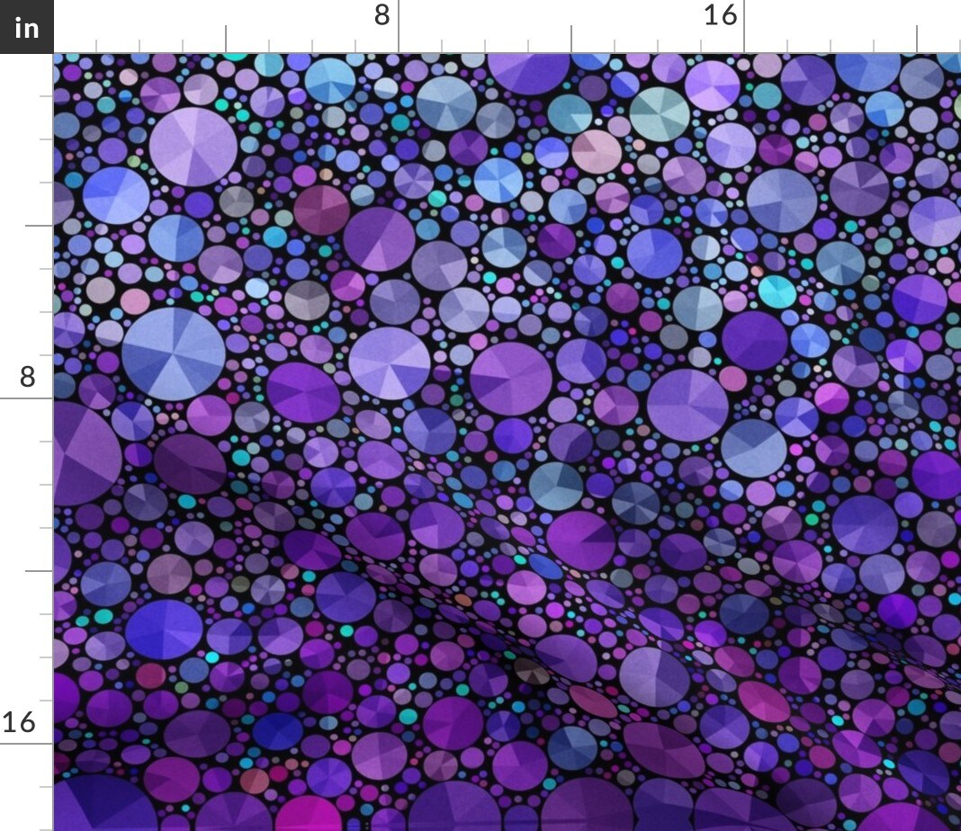 Purple Circles Shapes Black Geometric Abstract Love Custom Printed Fabric by Spoonflower Various Fabrics by the Yard or Fat Quarter