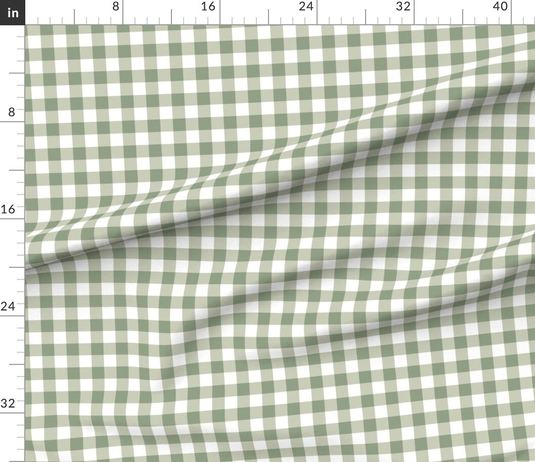 Various Fabrics by the Yard or Fat Quarter Traditional Plaid Sage Green Eucalyptus White Tartan Gingham Farmhouse Cottagecore Custom Printed Fabric by Spoonflower 7409582