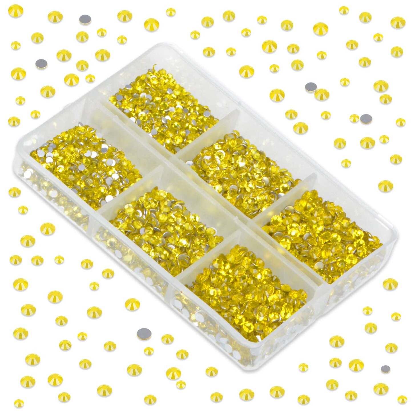 6000 Pieces Citrine Non Hotfix Rhinestones 6 Sizes Round Crystal