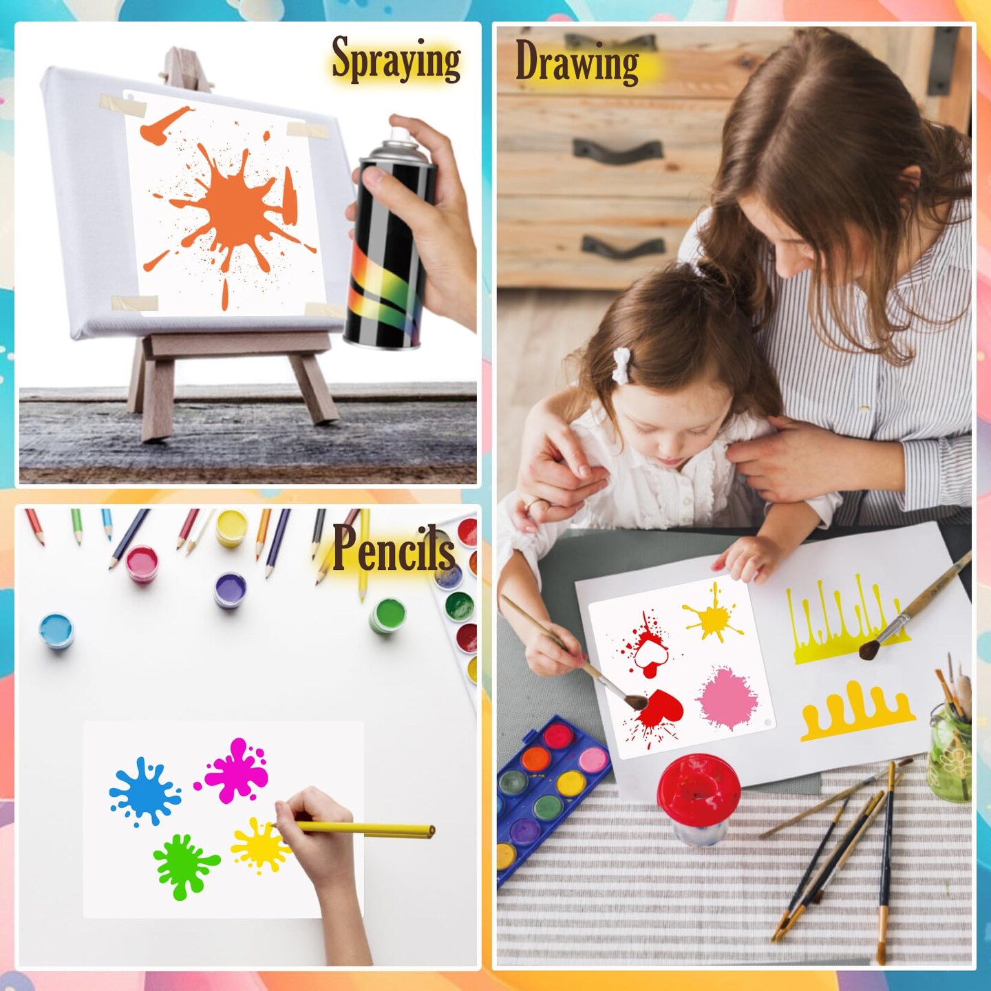 12 Pcs Graffiti Stencils for Spray Painting Reusable Shoe Stencils Stain and Splatter Airbrush Templates for Wood Canvas DIY Crafts (12 Graffiti)