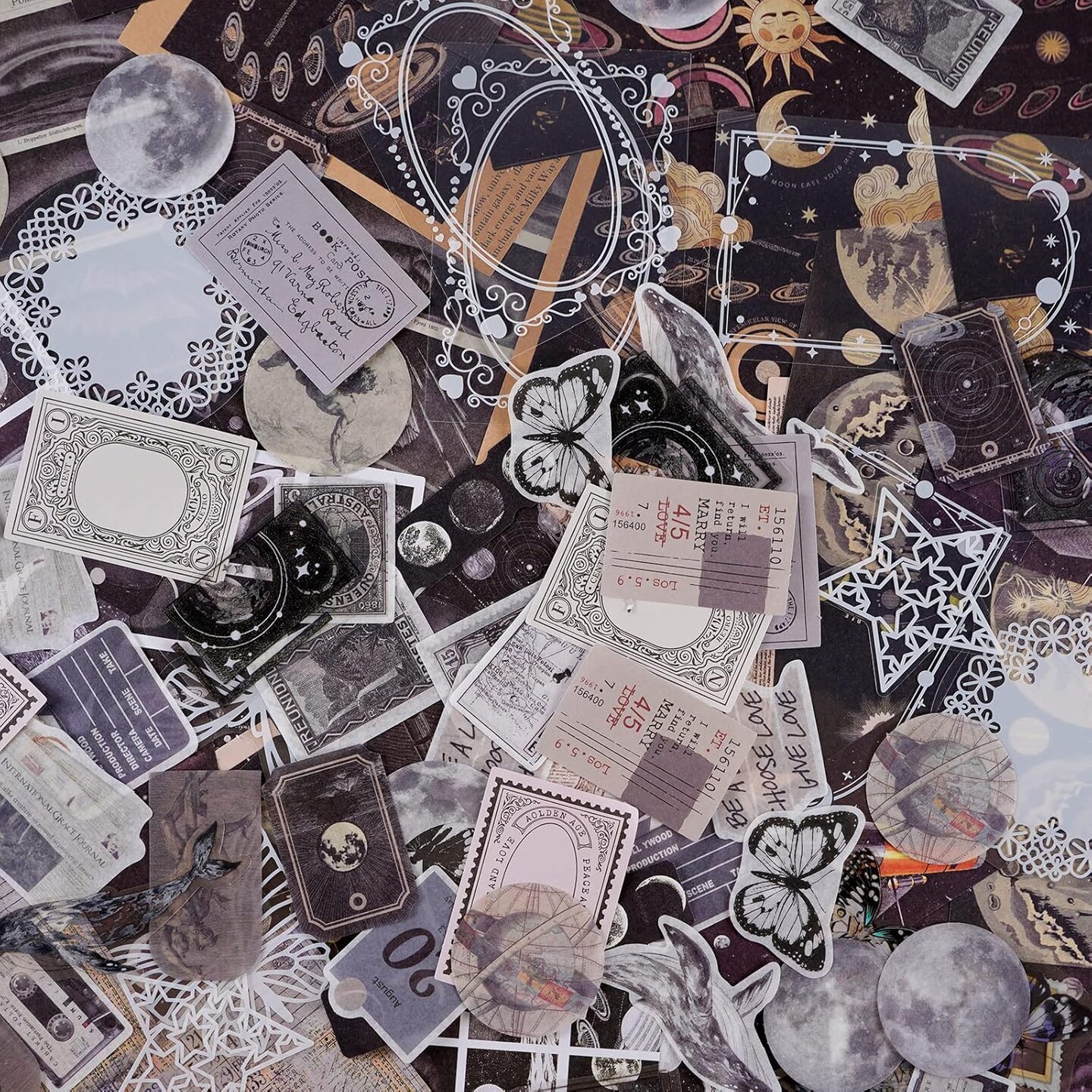 400 Pieces Vintage Scrapbook Stickers - Retro