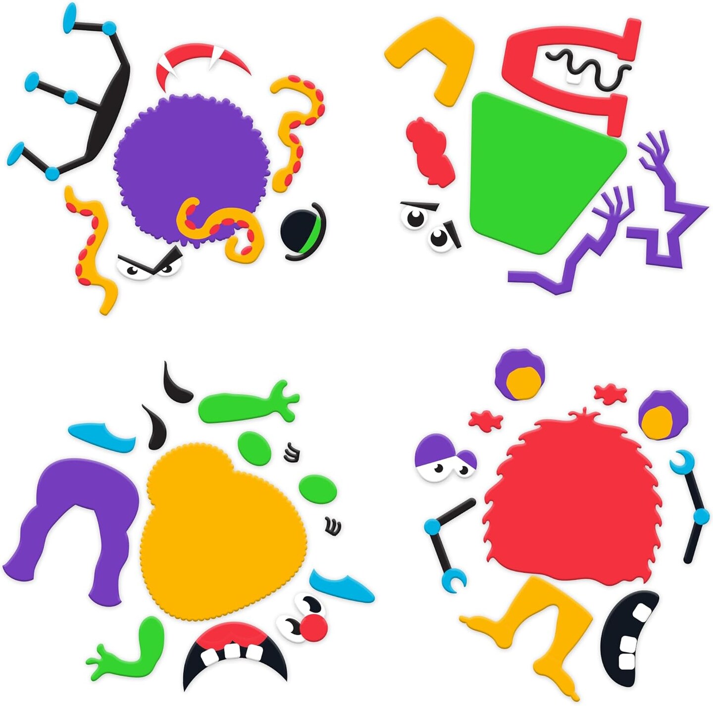 12 Sets -DIY Foam Monster Craft Kit, Mess-Free Arts and Crafts Activity for Kids