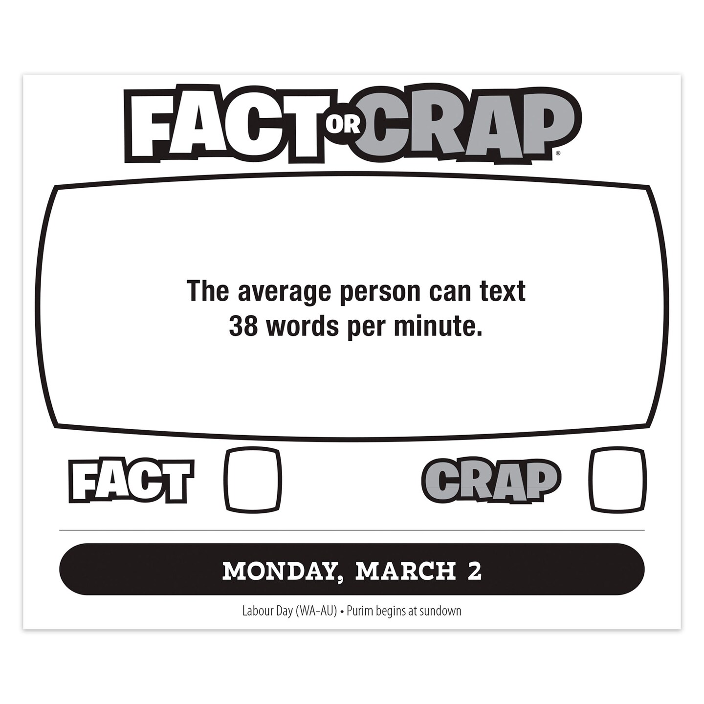 Fact or Crap | 2026 6 x 5 Inch Daily Desktop Box Calendar | New Page Every Day