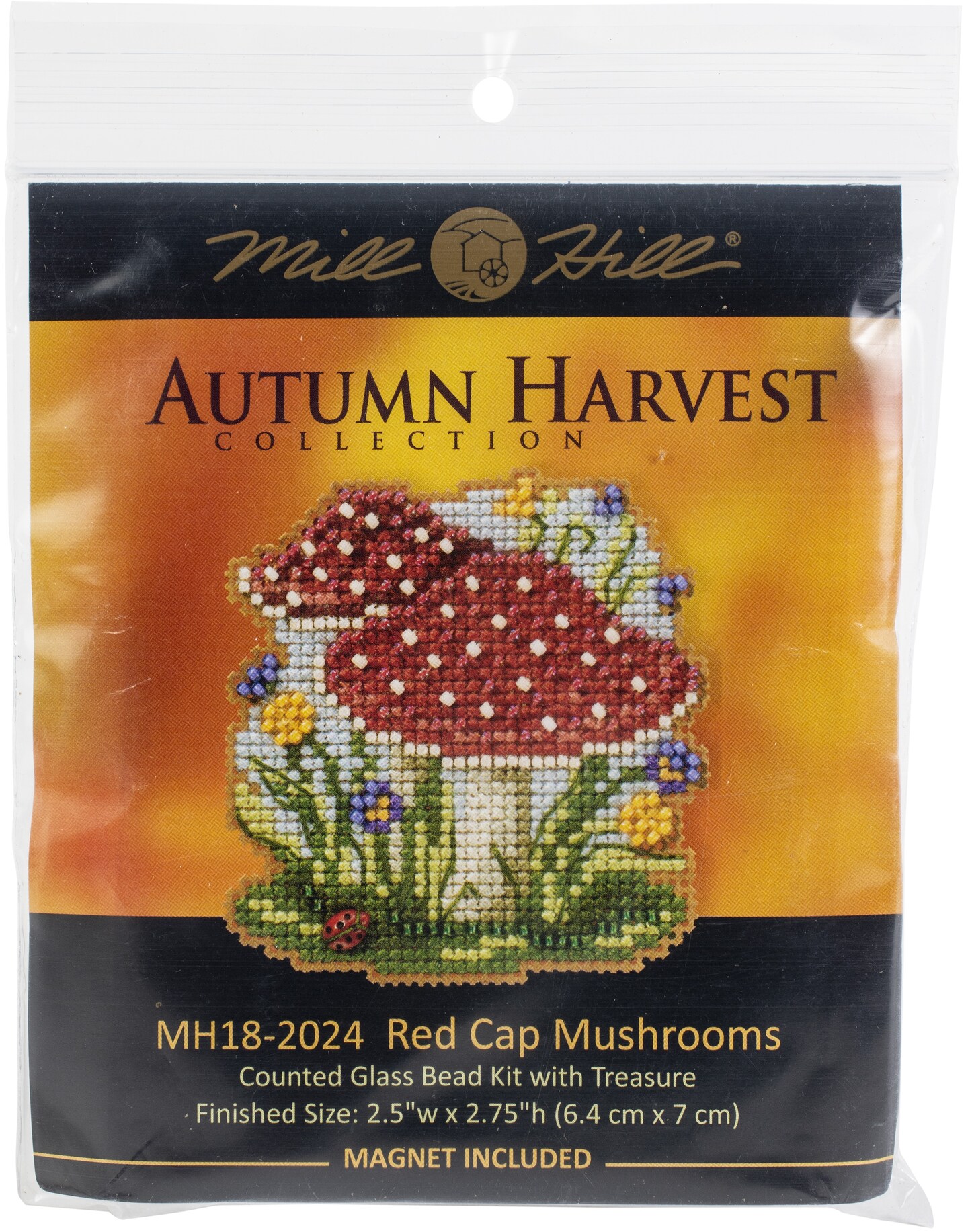 Mill Hill Counted Cross Stitch Kit 2.5&#x22;X2.75&#x22;-Red Cap Mushroom