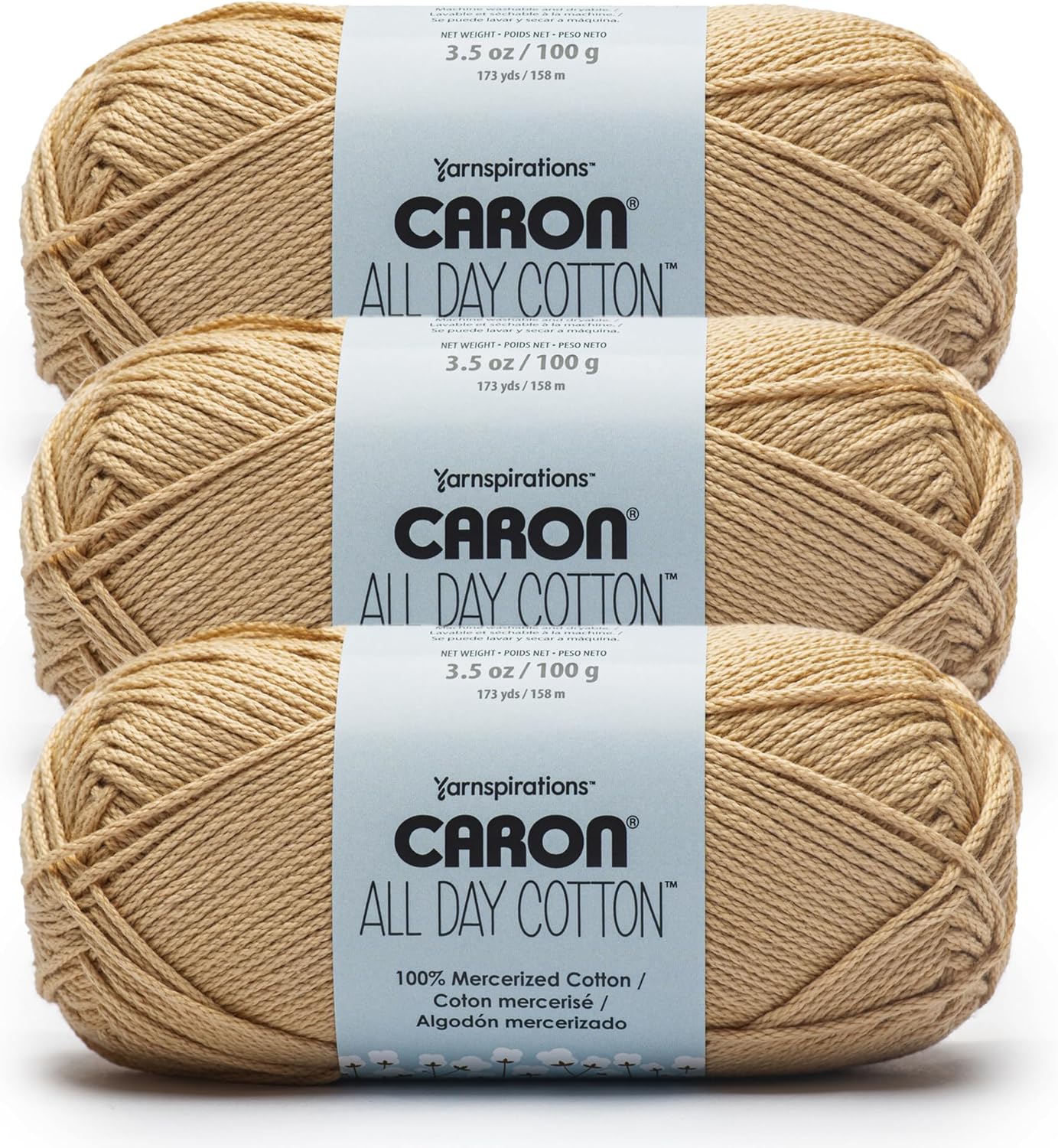 3 Pack Mercerized Cotton Yarn - 173 Yards/3.52 oz (Jute) | Michaels
