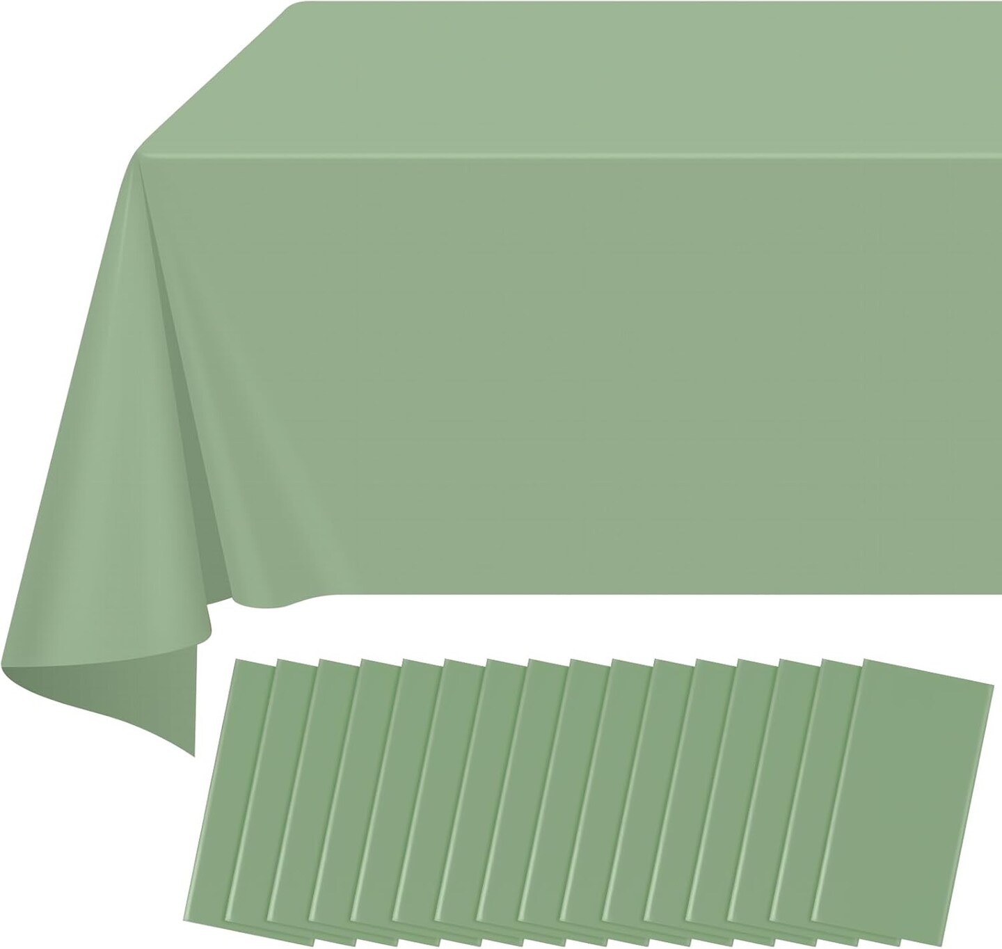 16 Pack Sage Green Plastic Tablecloths for Rectangle Tables - 54" x 108" Heavy Duty Disposable Table Covers for Weddings, Birthdays, Baby Showers & Boho Party Decor