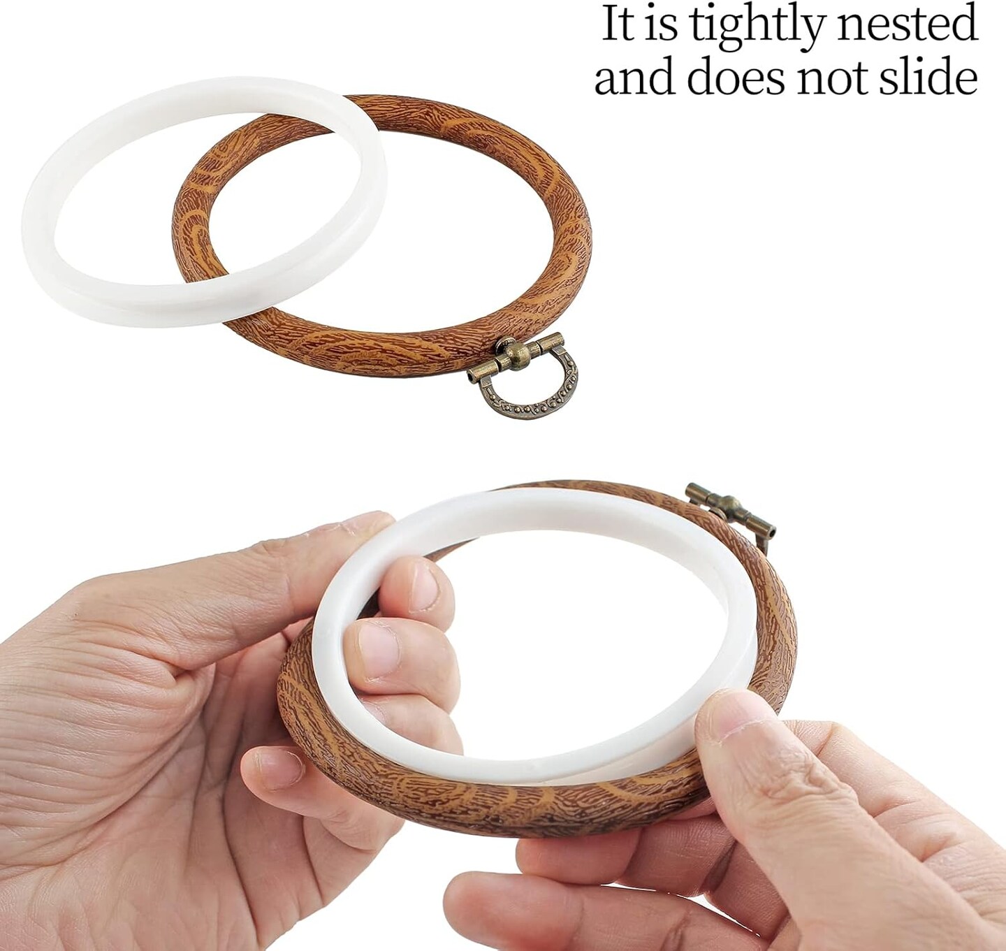 3 Pieces 4 Inch Embroidery Hoop Set Imitated Wood Display Frame