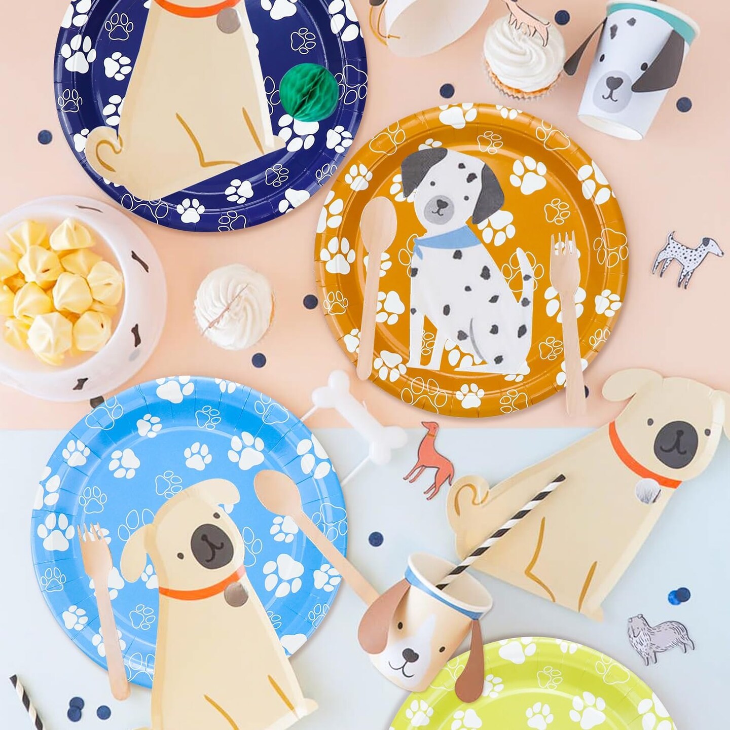40Pcs Dog Paw Print Plates