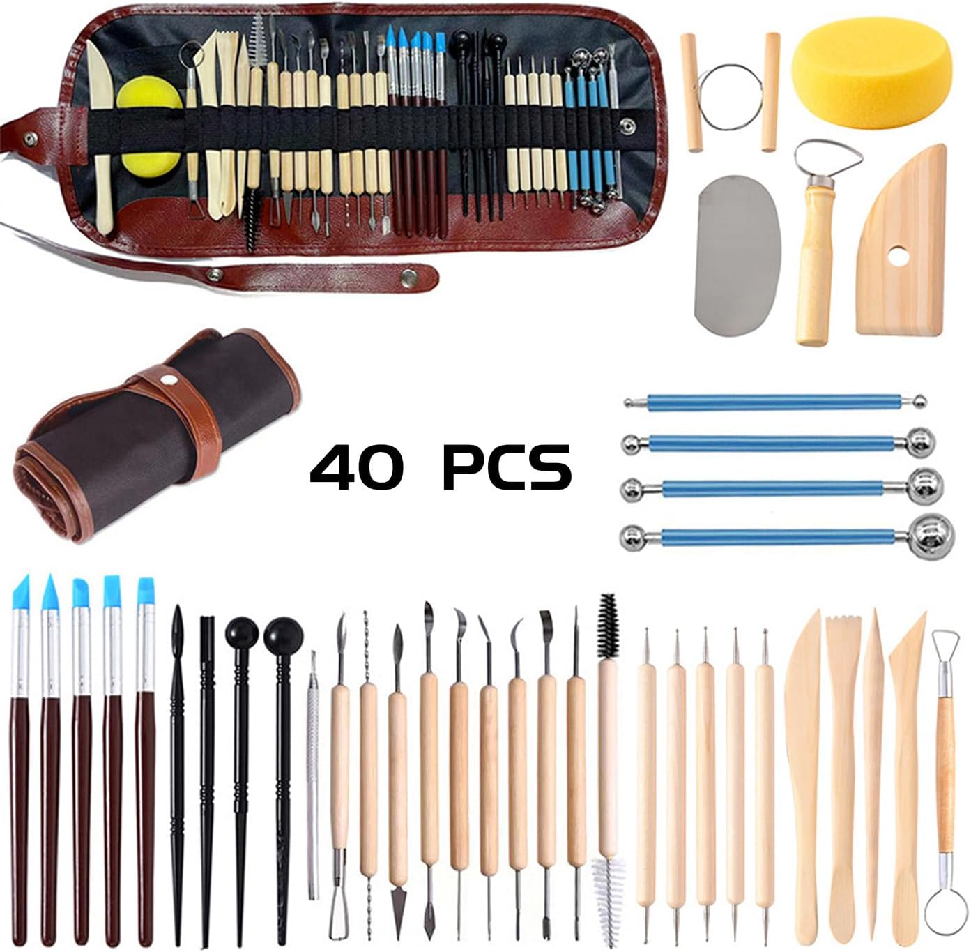 Pottery Clay10LBs with 40 Pcs Pottery Tools Clay Sculpting Tool Set, (White)