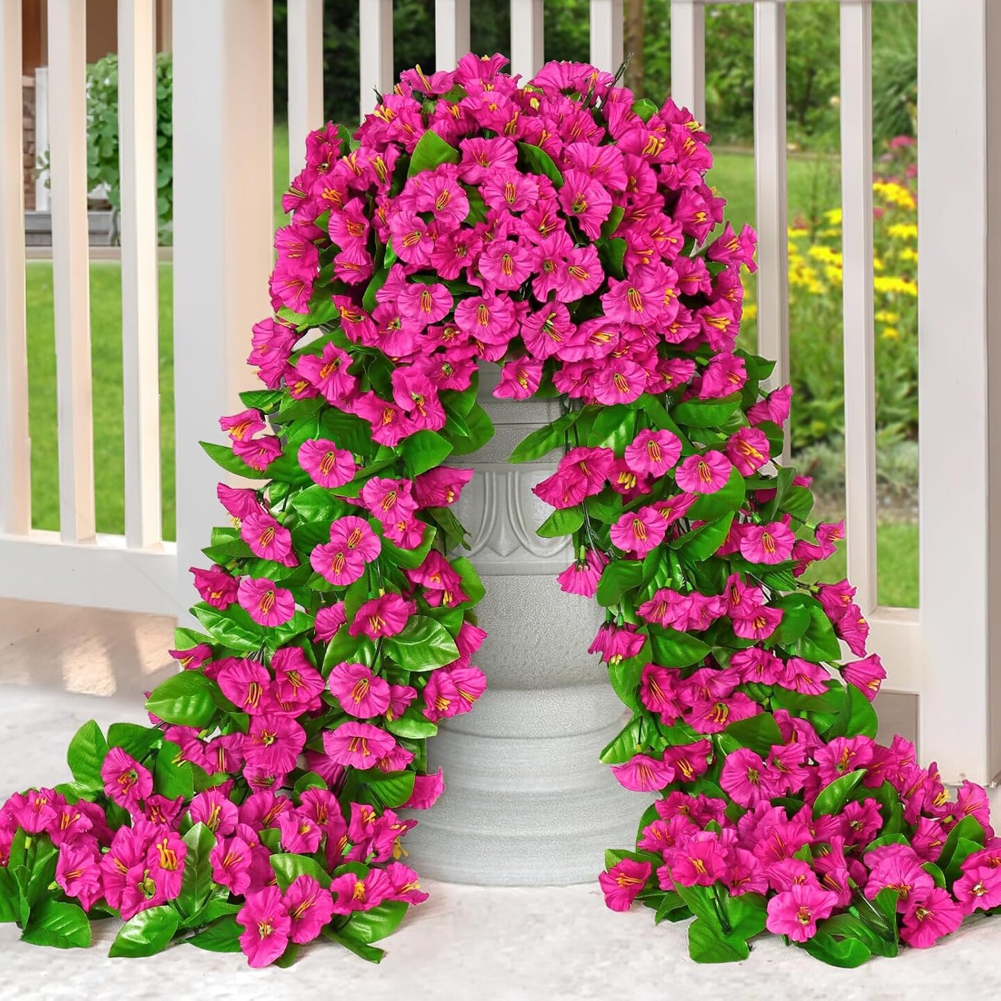 2PCS Artificial Fake Hanging Flowers Plants (Fuchsia) 5.9"D x 7.8"W x 11.8"H