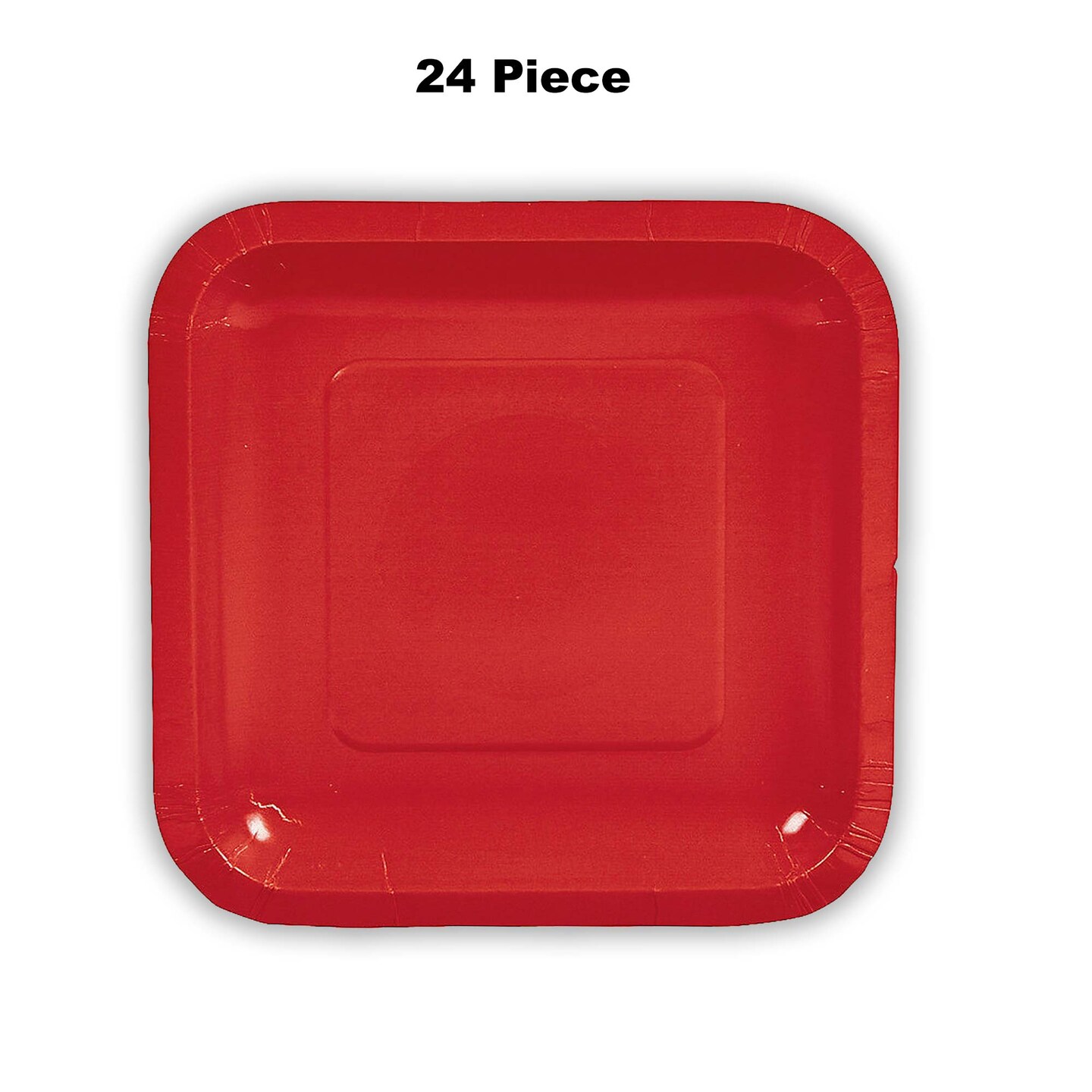 24 Count Red Square Paper Dessert Plates Bold Disposable Plates for Party Supplies 7"