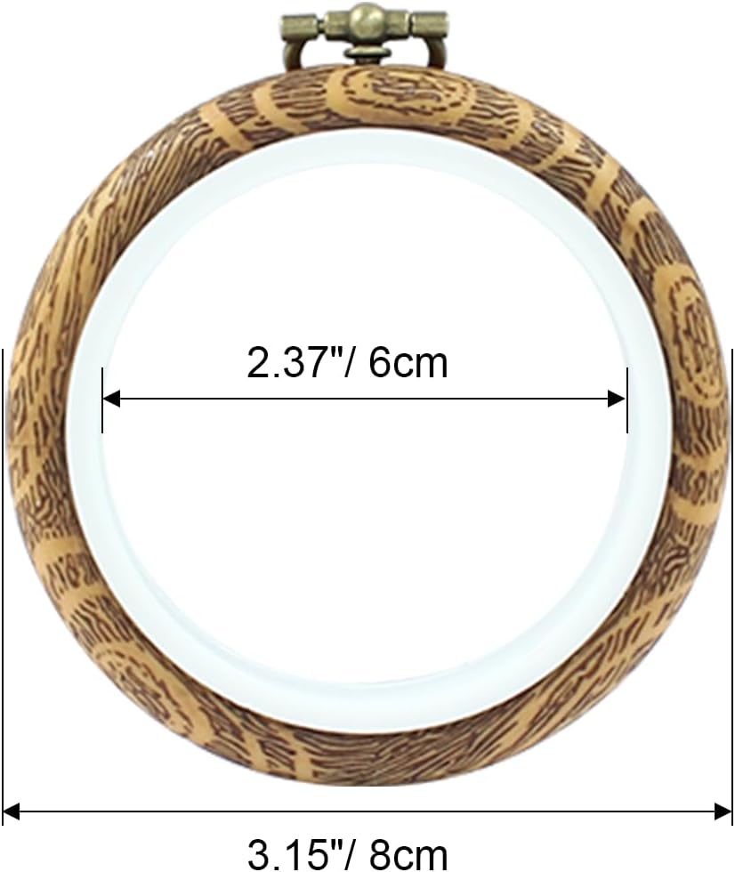 4 Pieces 3.2 Inch Embroidery Hoops, Imitated Wood Cross Stitch
