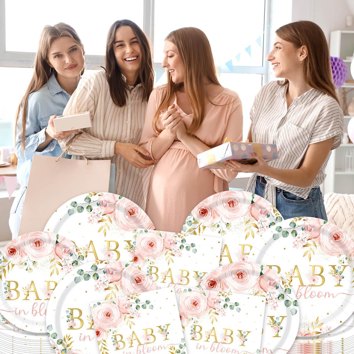 96 PCS Baby in Bloom Party Tableware