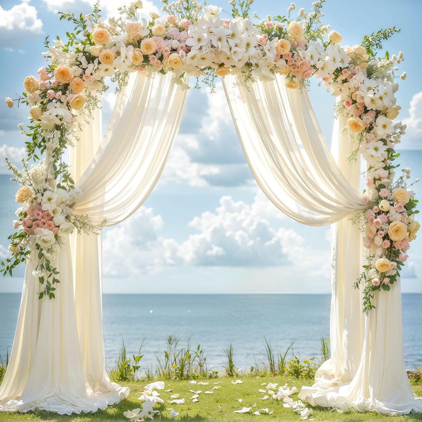 Wedding Arch Draping Fabric – 2 Panels Sheer Backdrop Curtain 28"x19Ft for Ceremony & Party Decor