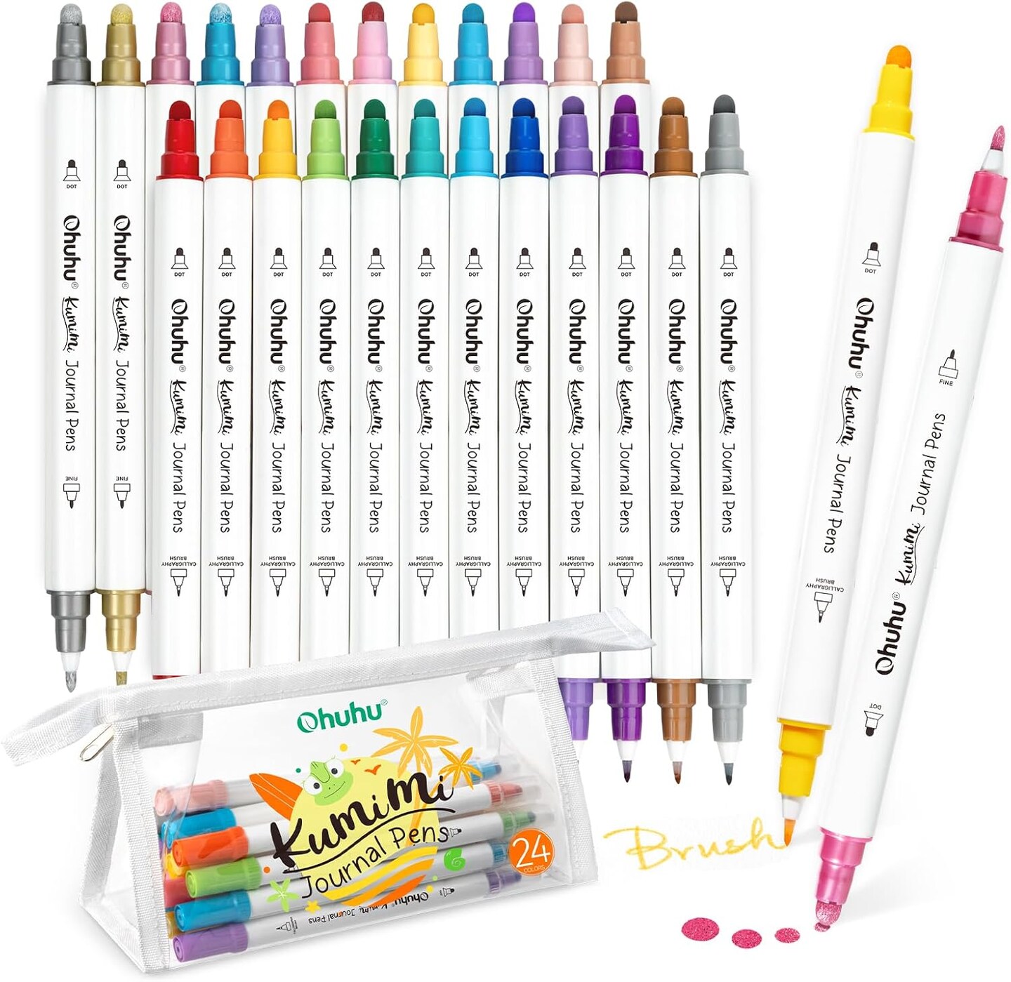 Journal Pens 24 Colors Dot Markers Dual Tips
