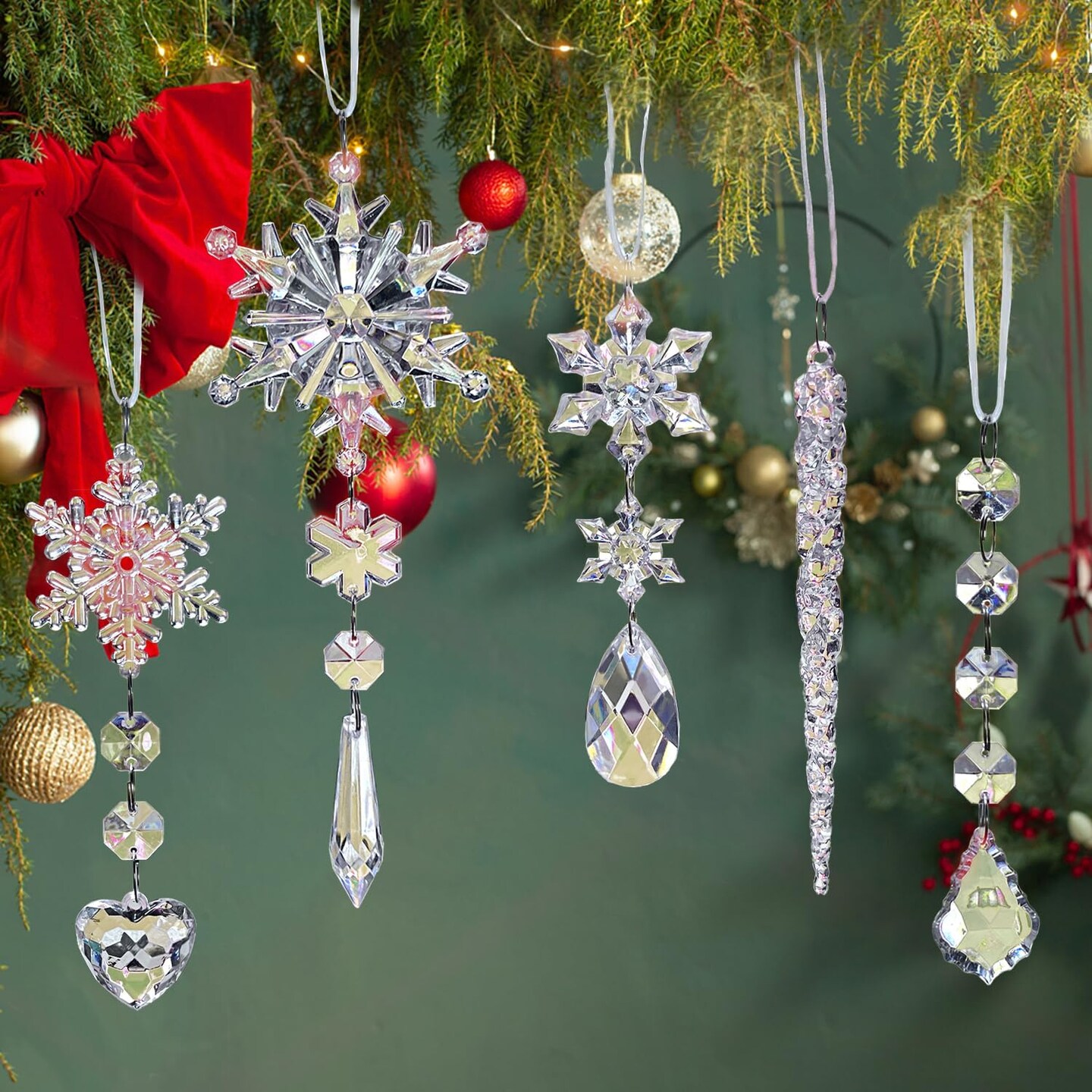 21pcs Crystal Christmas Ornaments