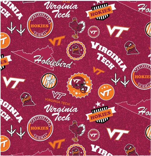 Licensed NCAA Virginia Tech Home State VT-1208 Cotton Fabric by the Yard