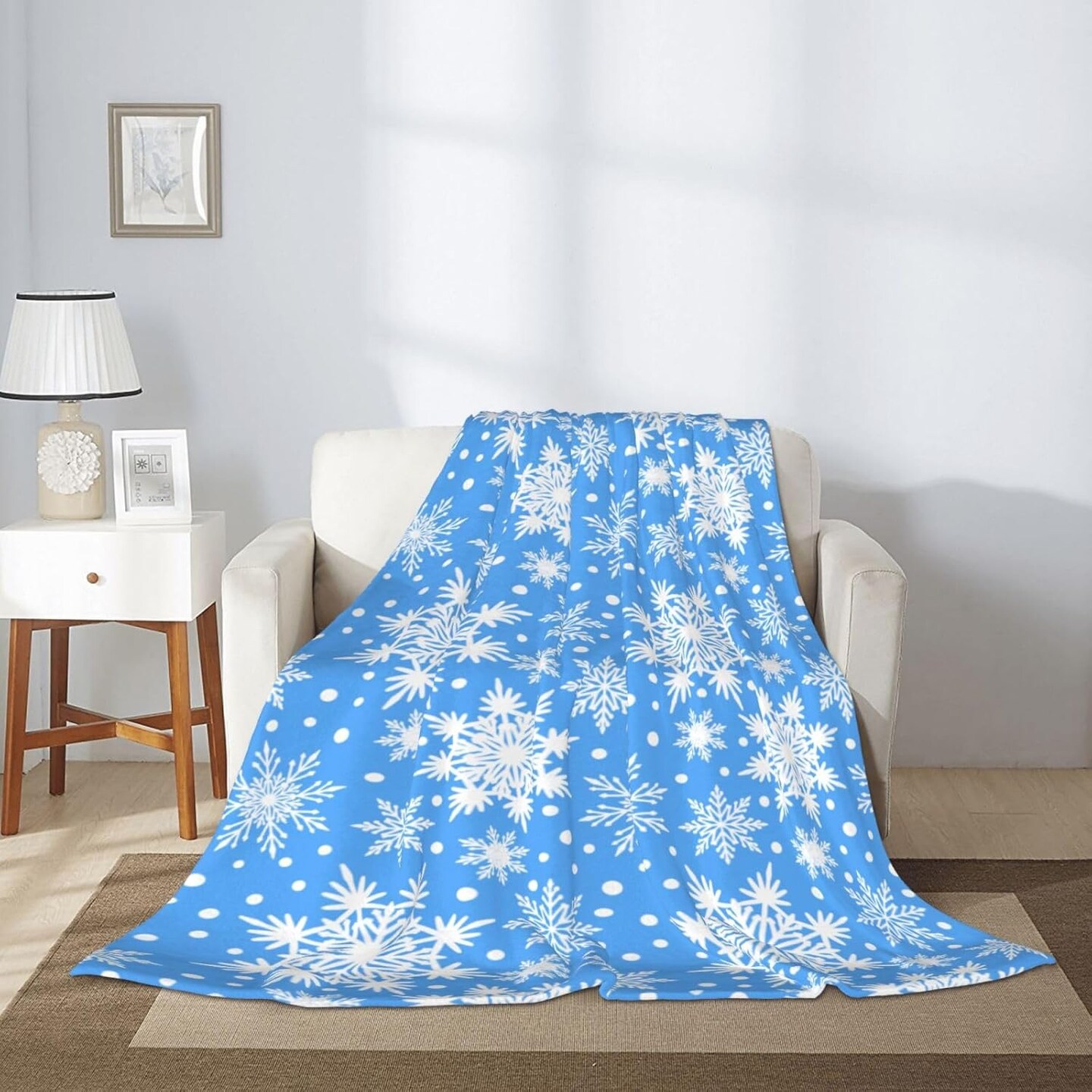 Winter Snowflakes Blue Throw Blanket
