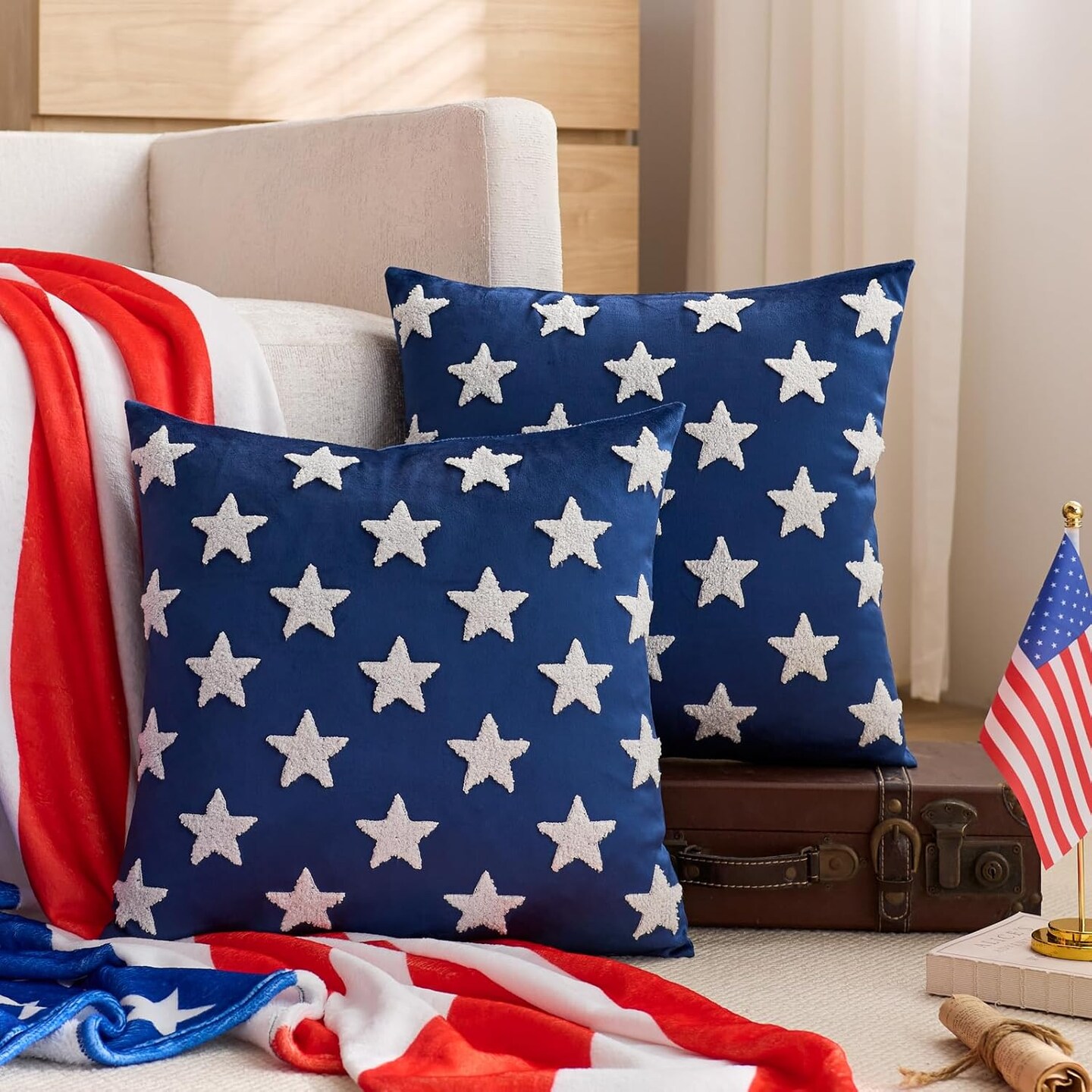 4th of July Throw Pillow Covers 16x16 Inch Set of 2