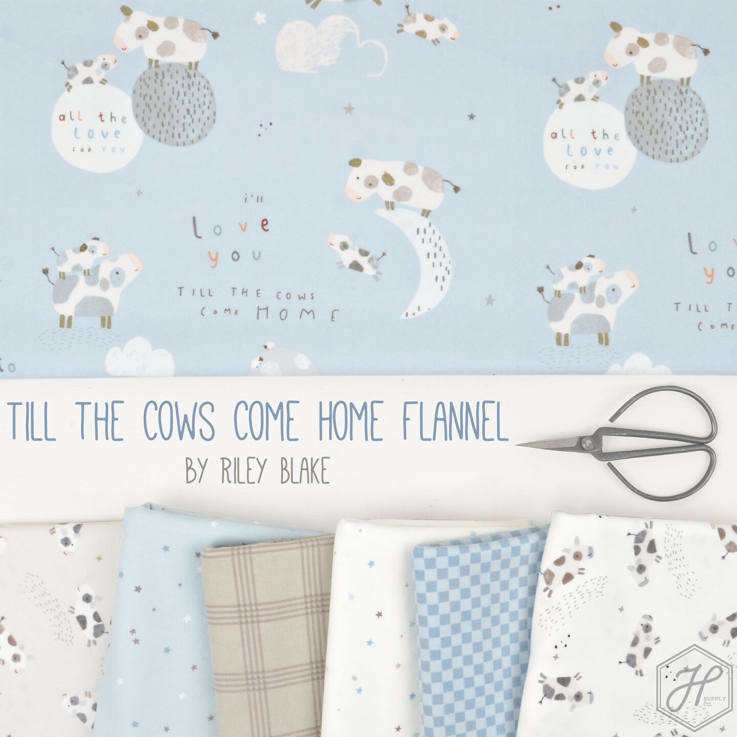 Plaid in Blue (f16112-blue) | Till the Cows Come Home Flannel | Riley Blake Designs | Riley Blake