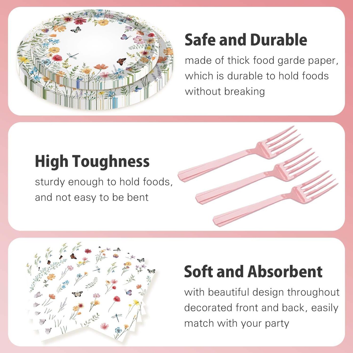 96 Pcs - Baby Shower Disposable Paper Plates and Napkins