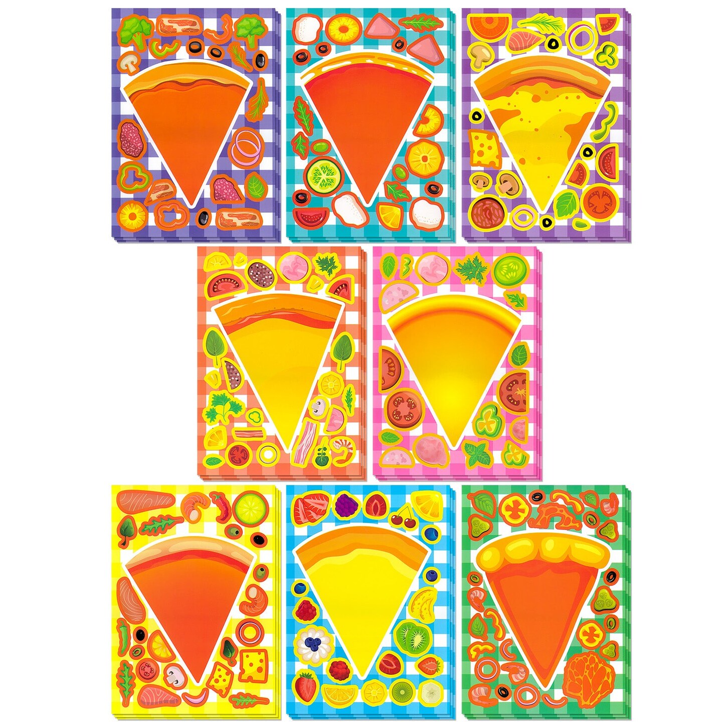 Wrapables Make a Face Stickers, Make Your Own Animal, Food, Dress-Up Stickers, DIY Craft Activities, Party Favors (24 Sheets), Pizza