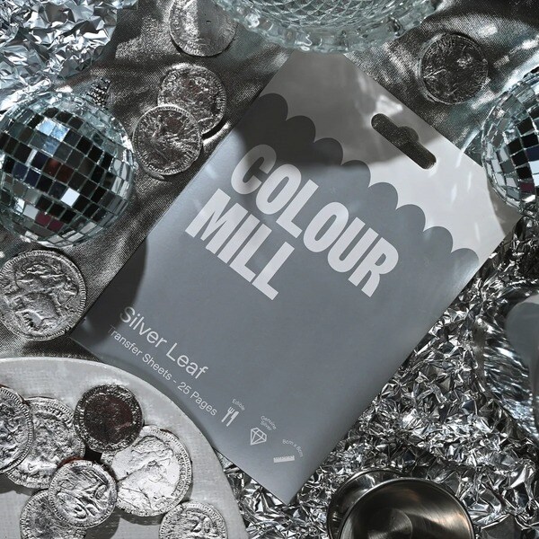 Pack of 5 Colour Mill Edible Silver Leaf Genuine Silver Transfer Sheets 8cm x 8cm