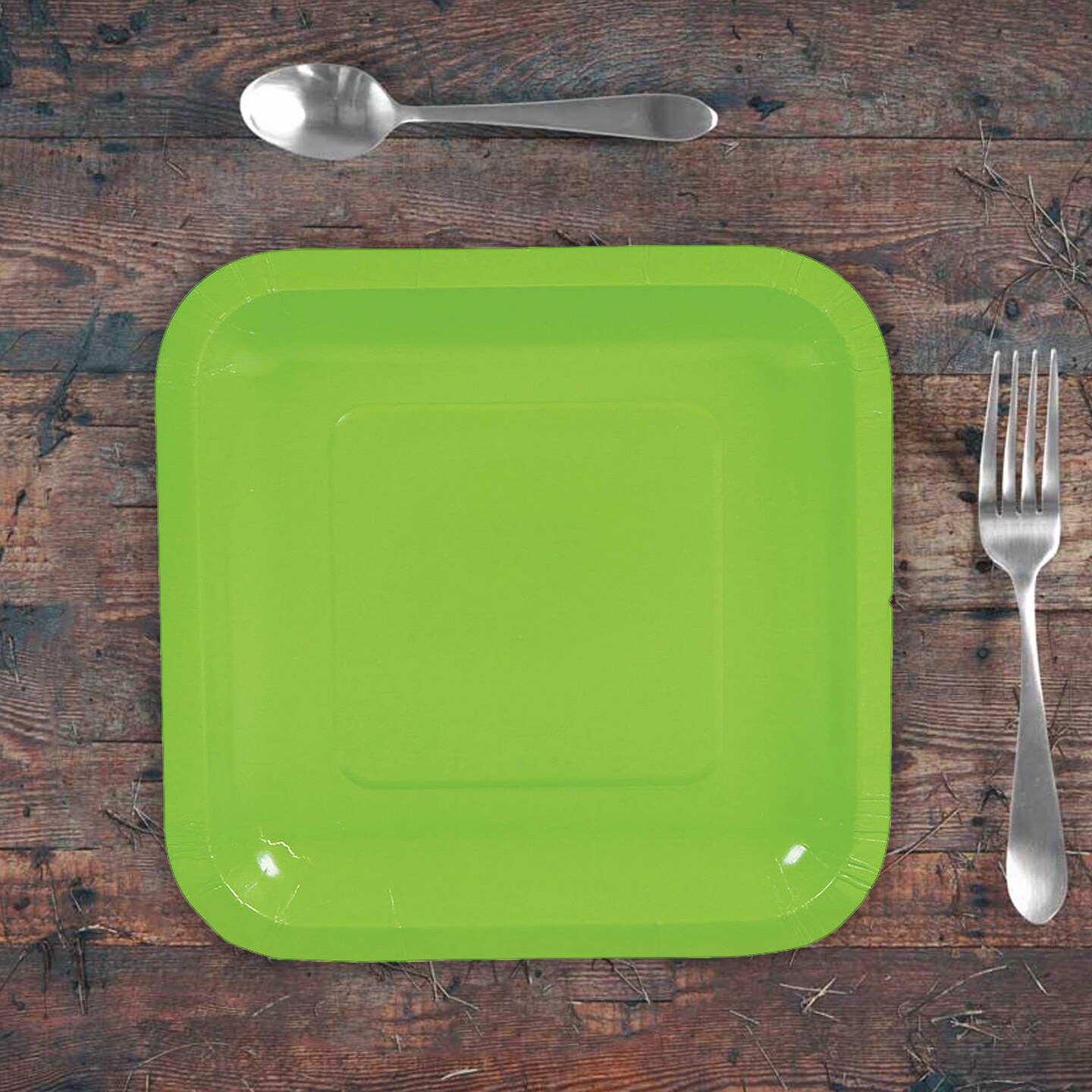 24 Count Lime Green Square Paper Dessert Plates for Birthday Party Shower Picnic Events Easy Cleanup 7 Inch