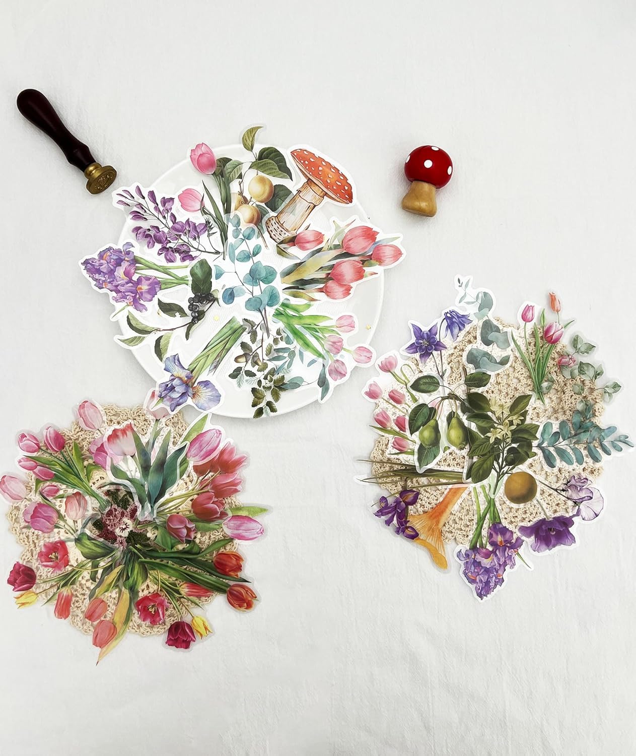 200 Pieces Aesthetic Flower Scrapbook Stickers Set