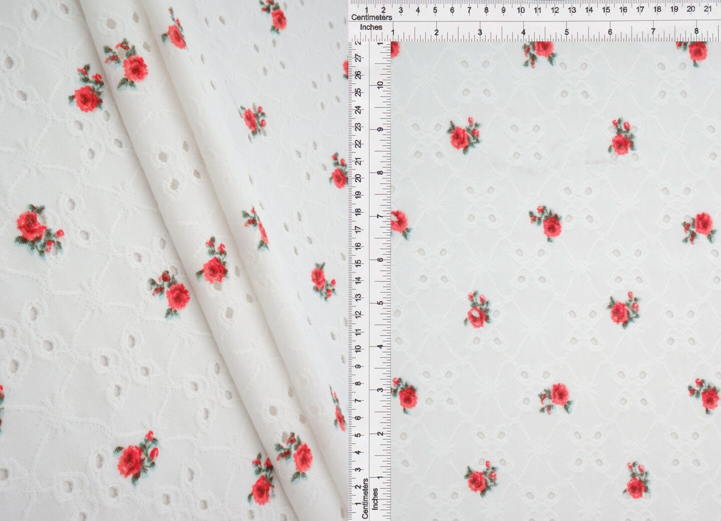 1 Yard DTY Knit Jacquard Ditsy Eyelet Print Fabric Polyester Spandex Blend 58/60" Width