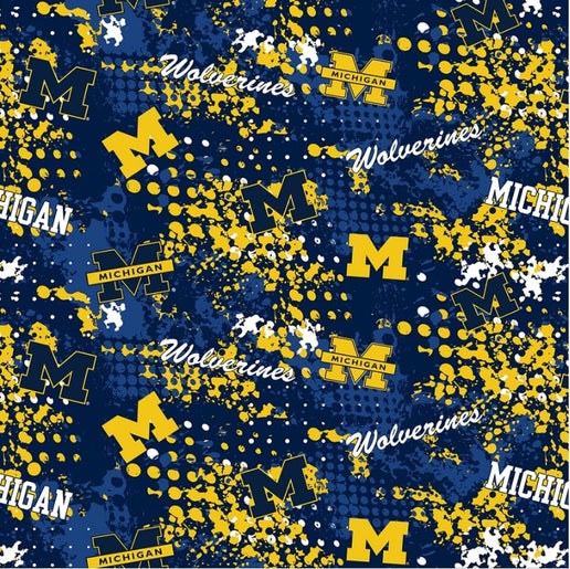Licensed NCAA University of Michigan Splatter MCHG-835 Cotton Fabric by the Yard